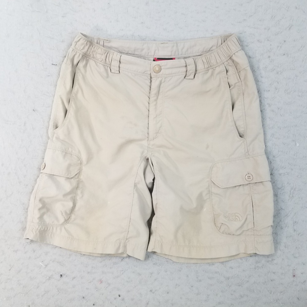 The North Face Cargo Shorts Mens Small Tan Khaki Ripstop Hiking Outdoor Casual